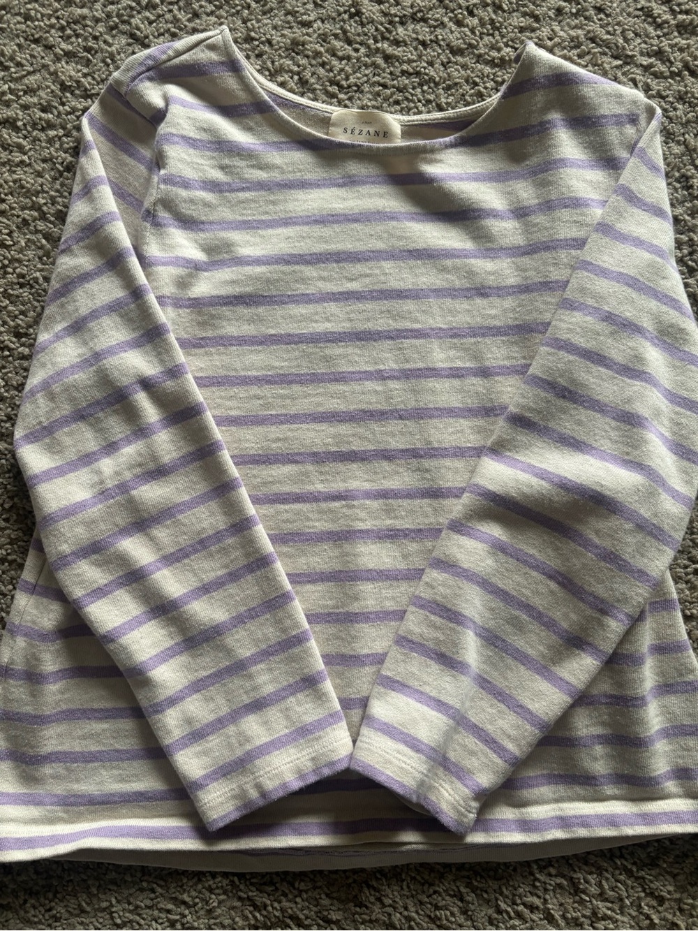 Sézane Colette Mariniere shirt - size small - ecru - lilac